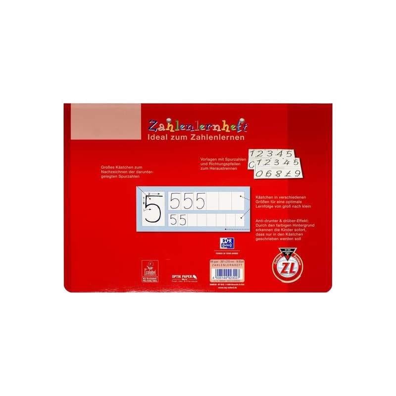 Oxford Numbers Learning Booklet Ruling ZL 16 Sheets DIN A4 Landscape