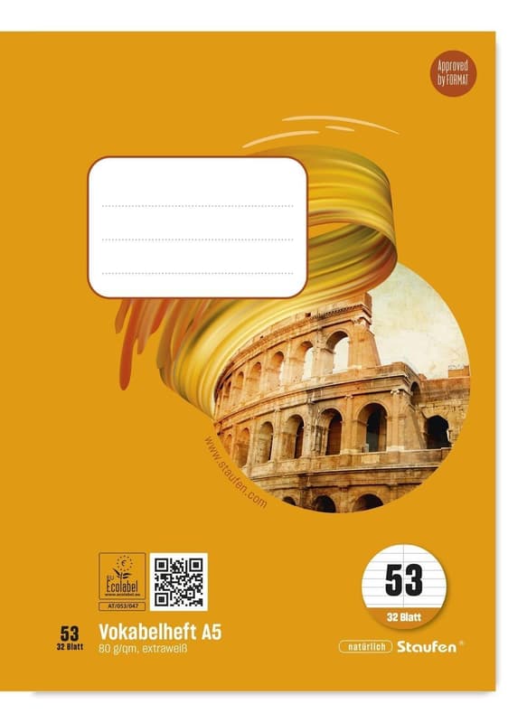Staufen Vocabulary Notebook Style Ruling 53 Vocabulary with Midline 32 Sheets 80g/m² DIN A5