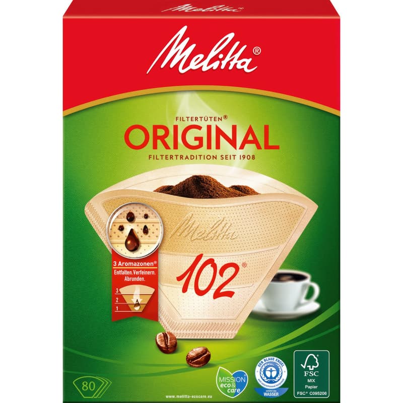 Melitta coffee filters Aroma 102 natural brown 80 pieces