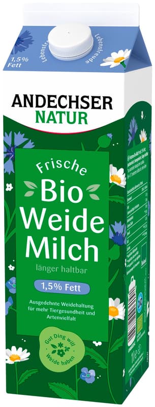 Andechser organic low-fat milk 1,5%, longer fresh