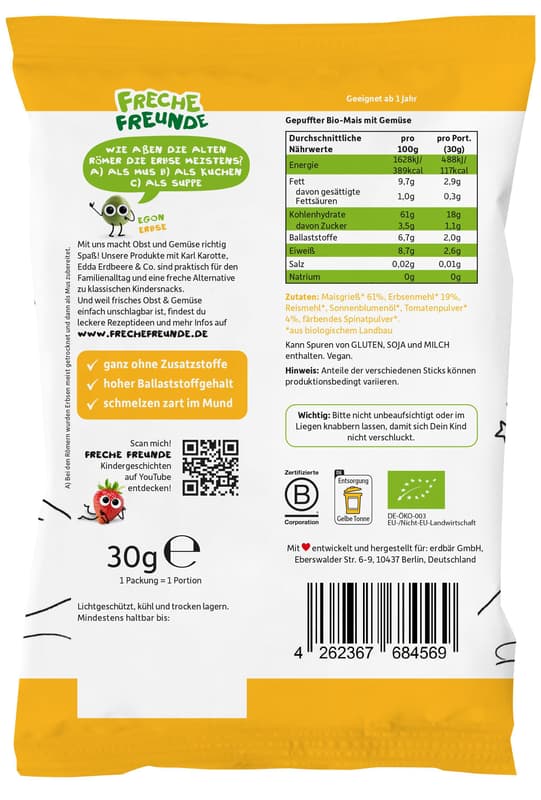 Freche Freunde Bio Knusper-Sticks Gemüse-Mix