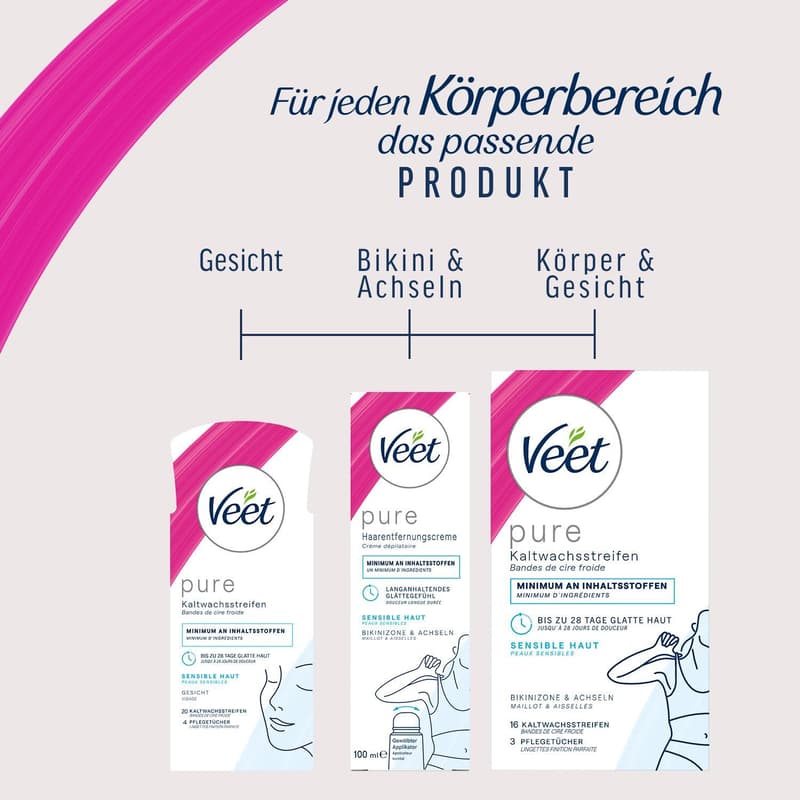 Veet Pure Haarentfernungscreme Bikinizone & Achseln, 100 ml 