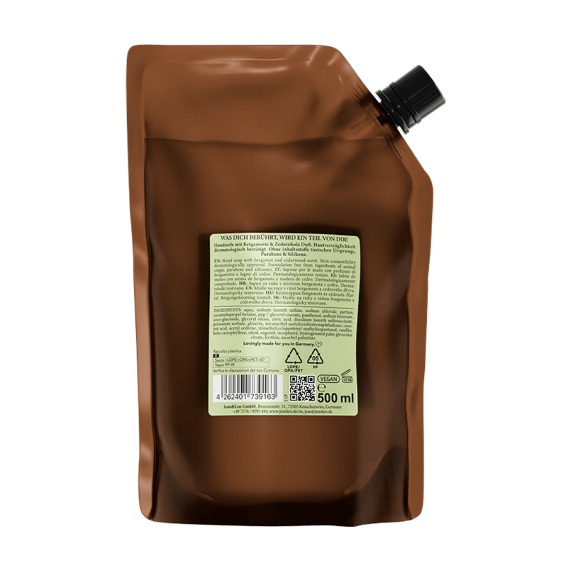 Jean&Len Hand Soap Bergamot/Cedarwood Refill Pack