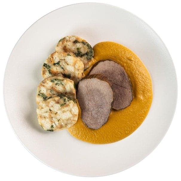 Beef with traditional creamy root vegetable sauce “Svíčková” and Karlovy Vary dumplings by Jan Bures