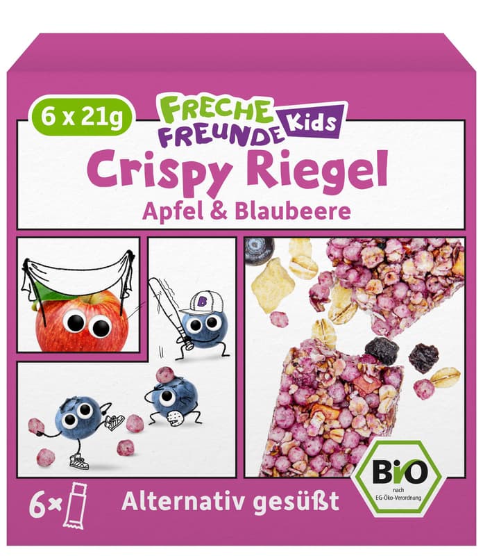 Freche Freunde Kids Bio Crispy Riegel Apfel & Blaubeere
