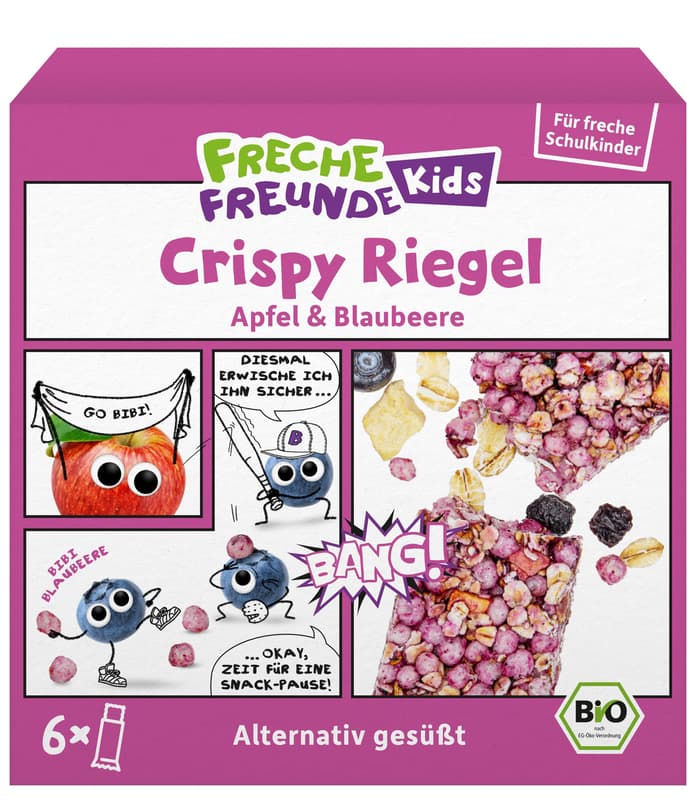 Freche Freunde Kids Bio Crispy Riegel Apfel & Blaubeere