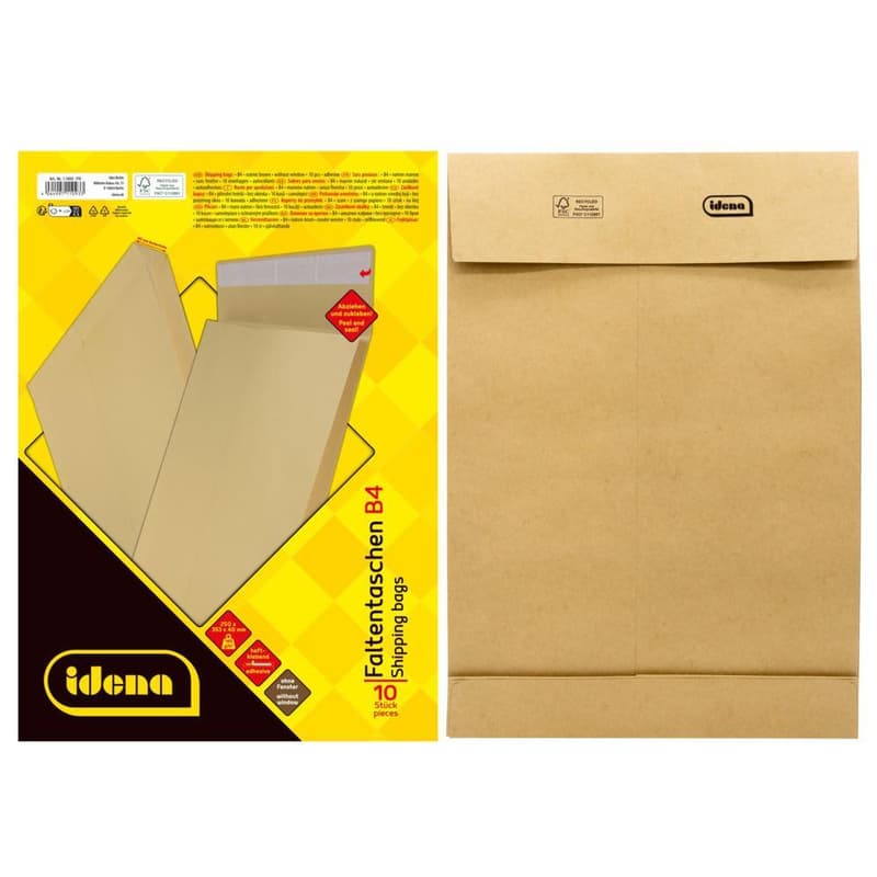 Idena brown filing envelopes DIN B4, pack of 10