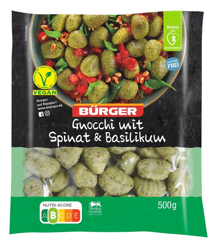 Bürger Gnocchi mit Spinat & Basilikum VEGAN