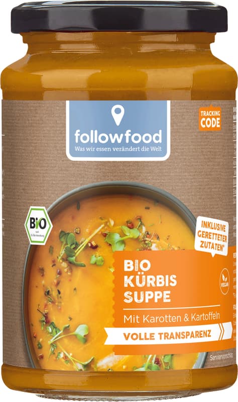 followfood BIO Kürbissuppe mit Karotten und Kartoffeln vegan