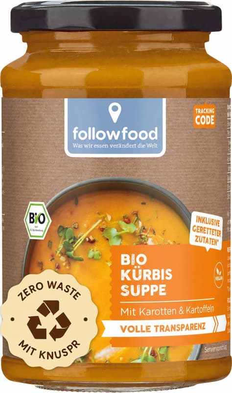 Organic pumpkin soup with carrots and potatoes vegan