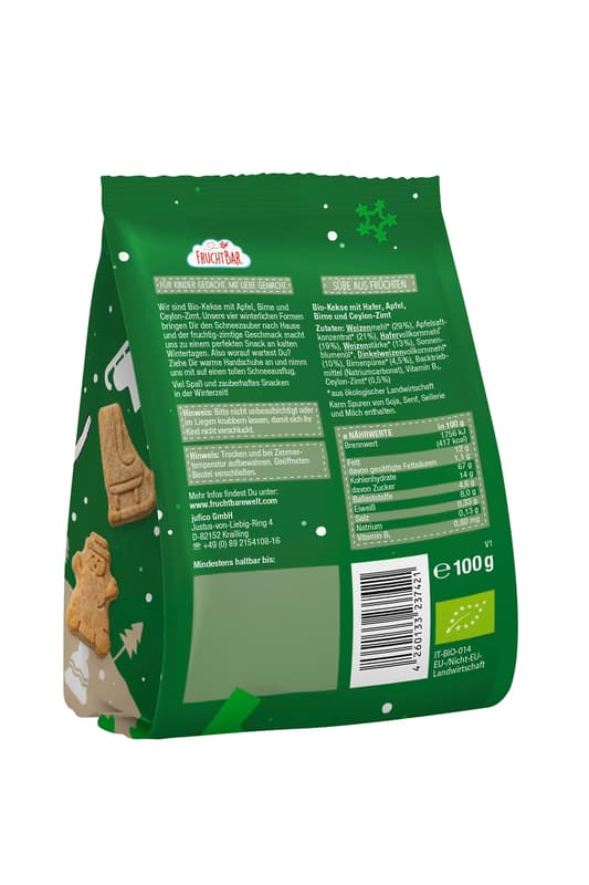FruchtBar – Bio-Winter-Kekse mit Hafer, Apfel, Birne und Zimt
