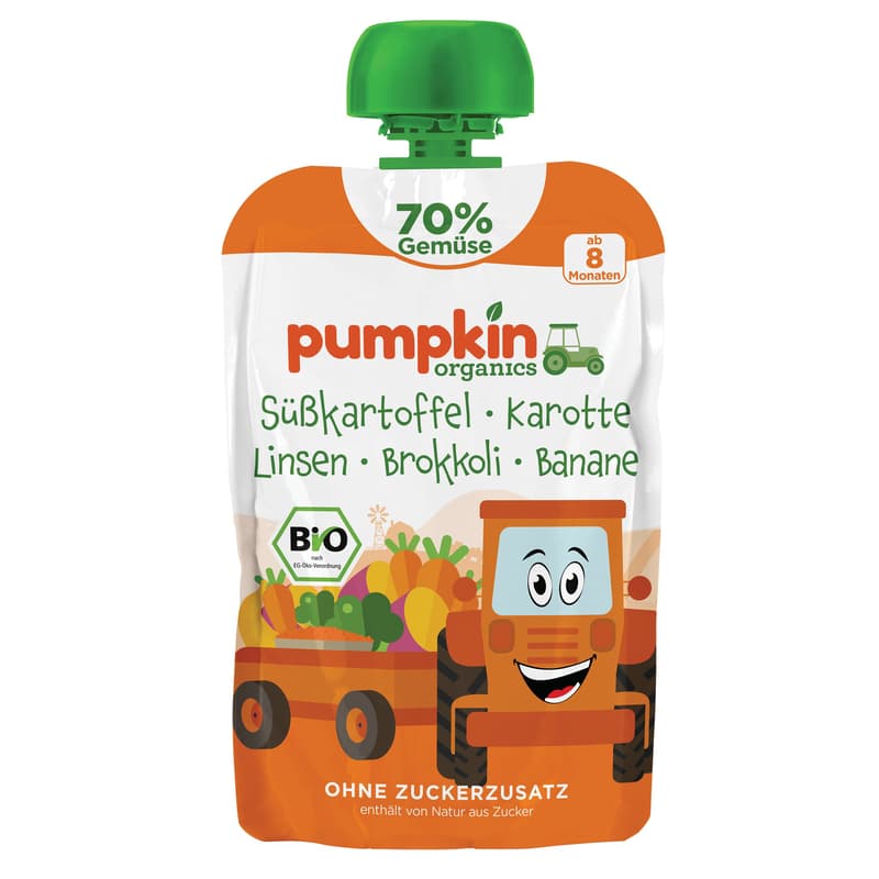 Pumpkin Organics Organic Pouch Sweet Potato, Carrot, Lentils, Broccoli, Banana