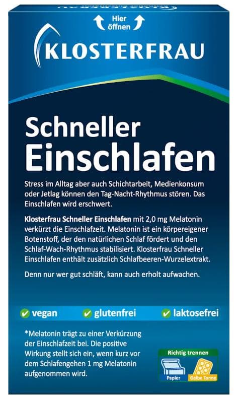 Klosterfrau Faster Falling Asleep Intens 2. 0 mg Melatonin 30 Tablets