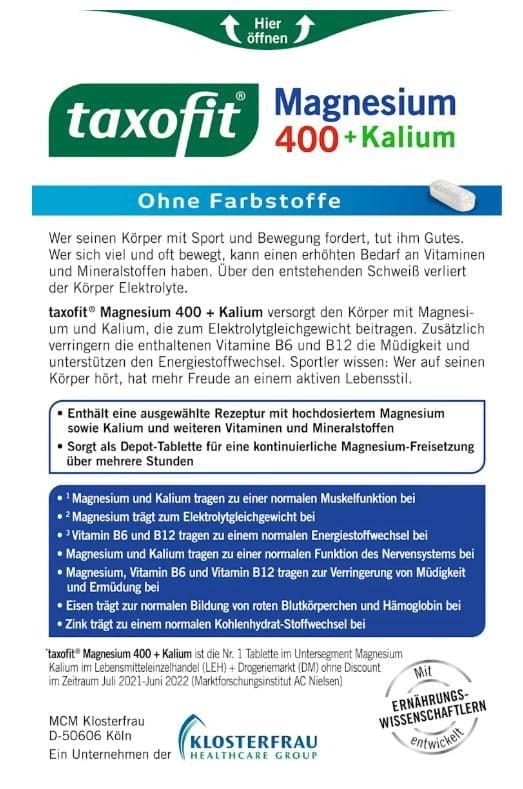 Taxofit Magnesium 400 + Potassium Tablets 30 pieces