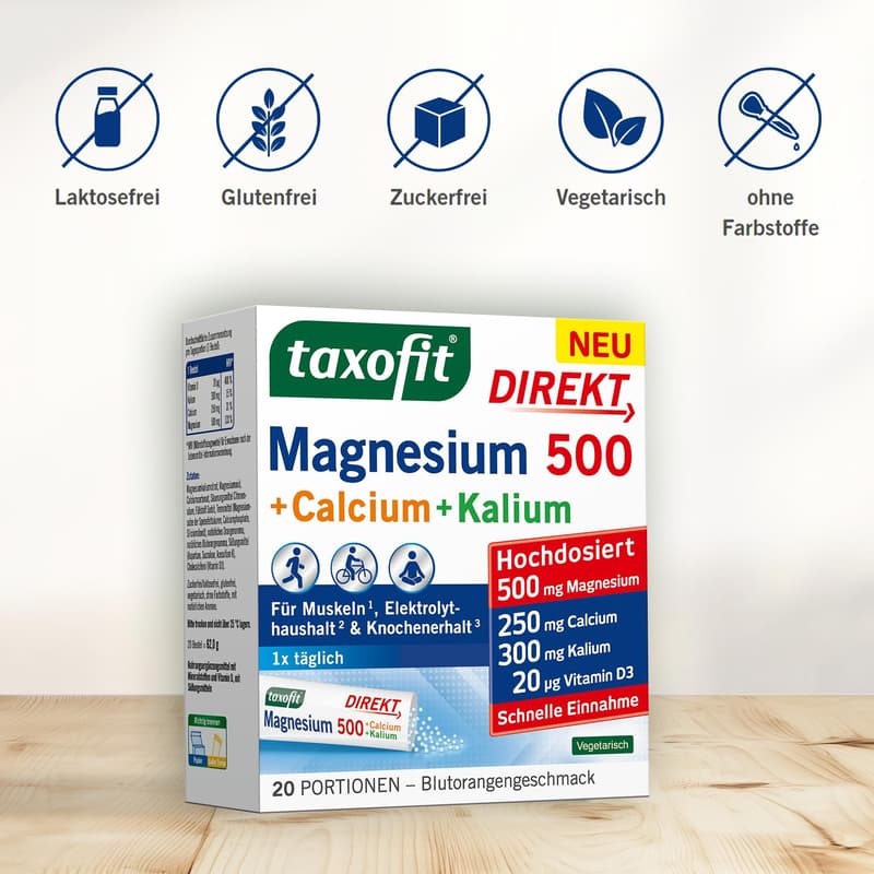 Taxofit Magnesium 500 + Calcium + Potassium Direct Granules 20 pieces