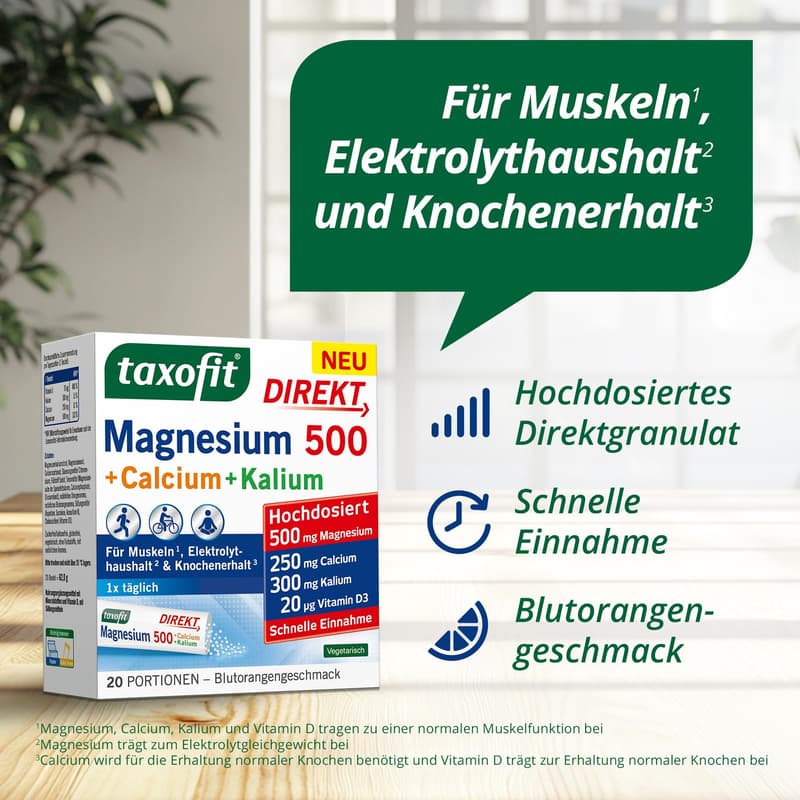 Taxofit Magnesium 500 + Calcium + Potassium Direct Granules 20 pieces