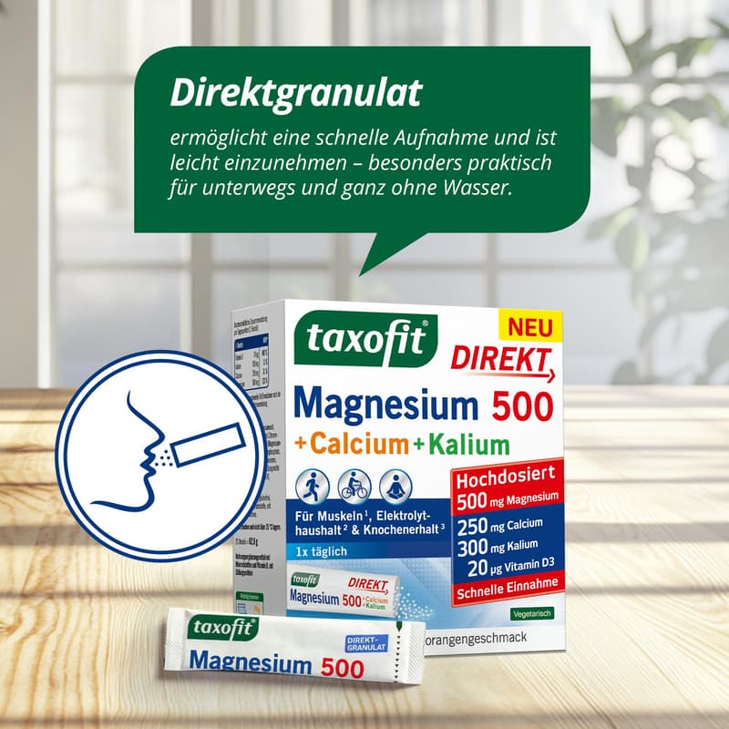 Taxofit Magnesium 500 + Calcium + Potassium Direct Granules 20 pieces