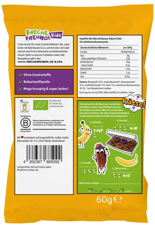 Freche Freunde Kids Bio crispy donuts banana, cacao, cinnamon