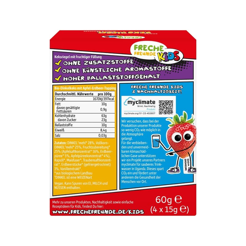 Freche Freunde Kids Bio Eddas Keks-Riegel Apfel & Erdbeere