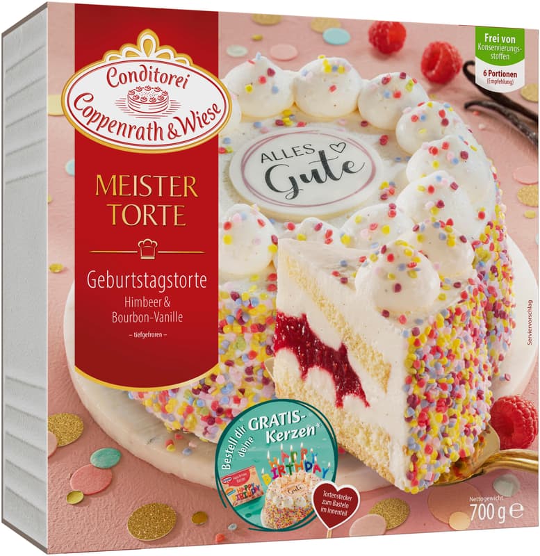 Conditorei Coppenrath & Wiese Meistertorte Geburtstagstorte Himbeer & Bourbon-Vanille 700 g