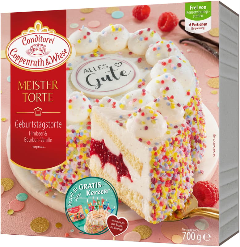 Conditorei Coppenrath & Wiese Meistertorte Geburtstagstorte Himbeer & Bourbon-Vanille 700 g