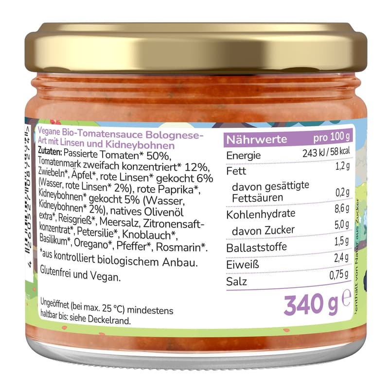 Pumpkin Organics Bluey Vegan Organic Lentil Bolognese
