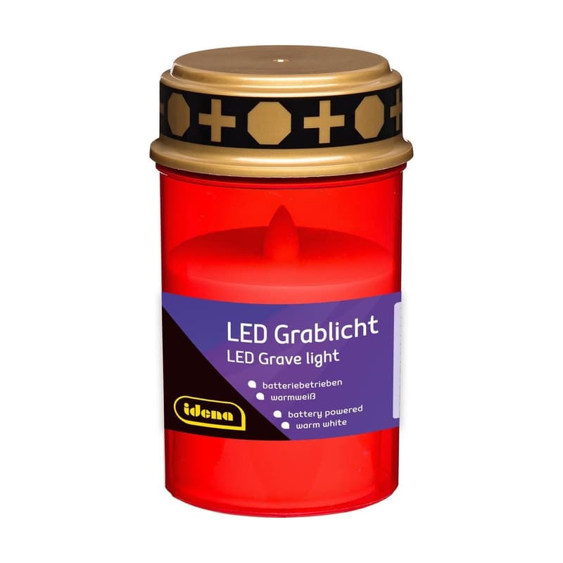 Idena LED graveyard light red 6,5x12cm battery driven