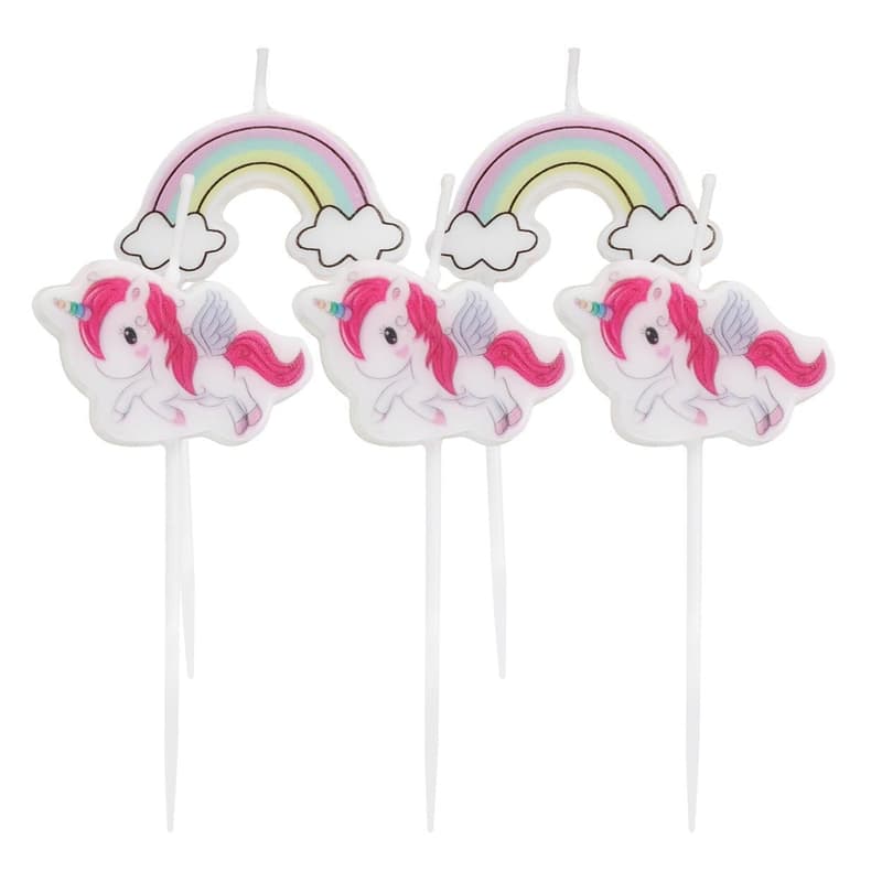 Idena Party Candles Unicorn/Rainbow 5 Pieces