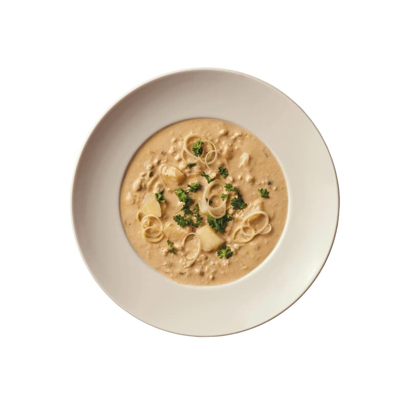 Freshfoodz cheese and leek soup with minced pork