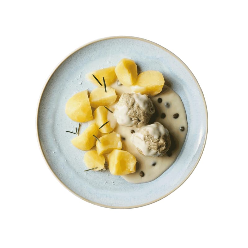 Freshfoodz Königsberger Klopse vom Schwein in Kapernsauce mit Butterkartoffeln