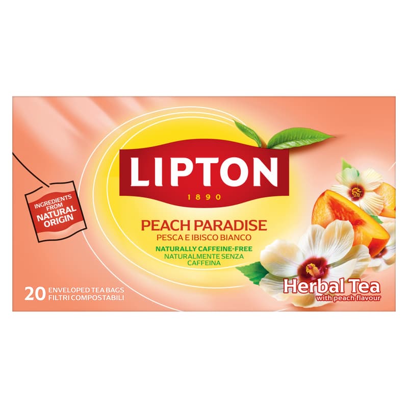 Lipton | Peach Paradise | Fruit Tea | with Peach & White Hibiscus | caffeine-free | Rainforest Alliance certified | 20 tea bags