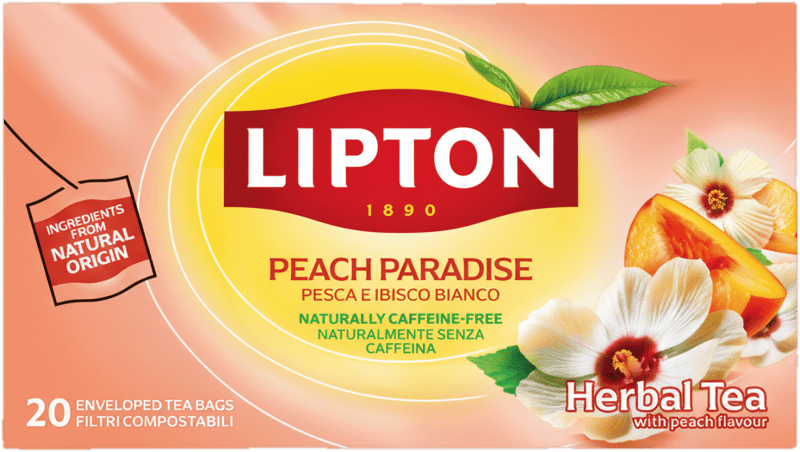 Lipton | Peach Paradise | Fruit Tea | with Peach & White Hibiscus | caffeine-free | Rainforest Alliance certified | 20 tea bags