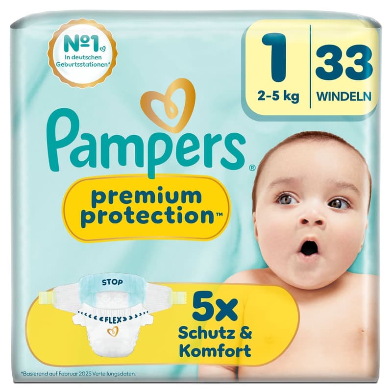 Pampers Premium Protection New Baby Windeln Gr.1 Newborn, Single Pack, 2-5kg
