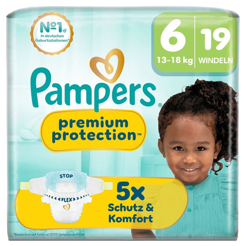 Pampers Premium Protection Windeln Gr.6 Extra Large, Single Pack, 13-18kg