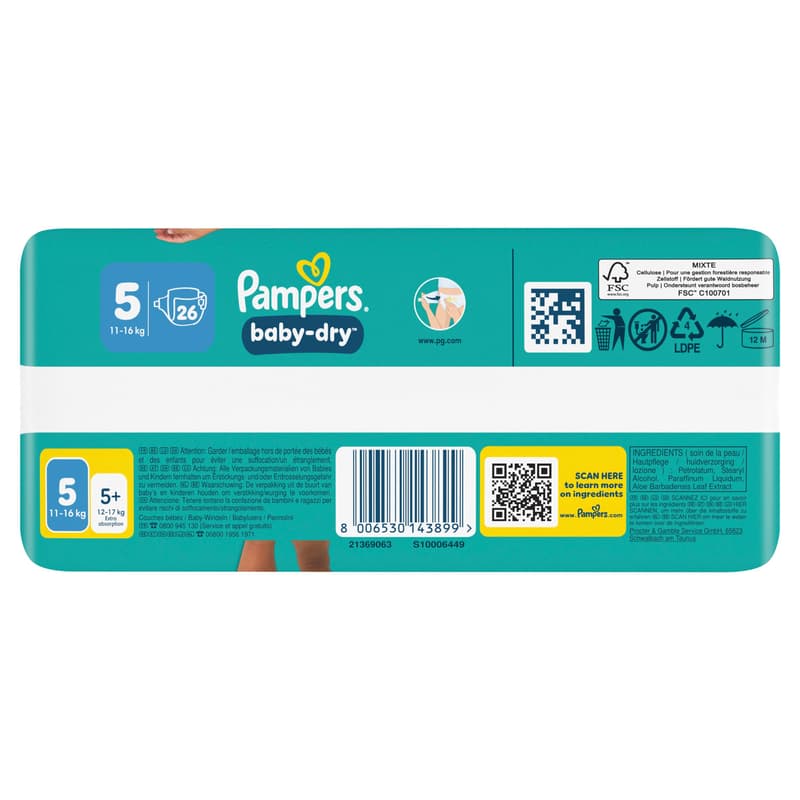 Pampers Baby Dry Windeln Gr.5 Junior, Single Pack, 11-16kg