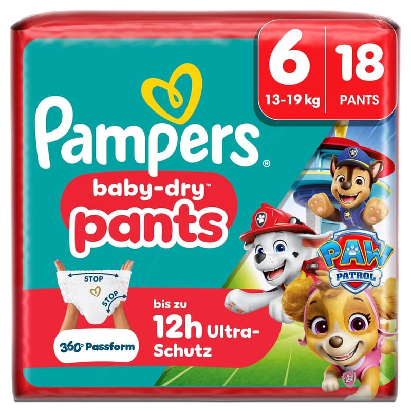 Pampers Baby Dry Pants Windeln Gr.6 Extra Large, Single Pack, 13-19kg Paw Patrol
