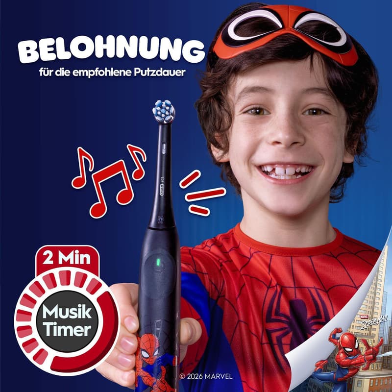 Oral-B iO Kids 6+ Elektrische Zahnbürste mit Reiseetui Spiderman