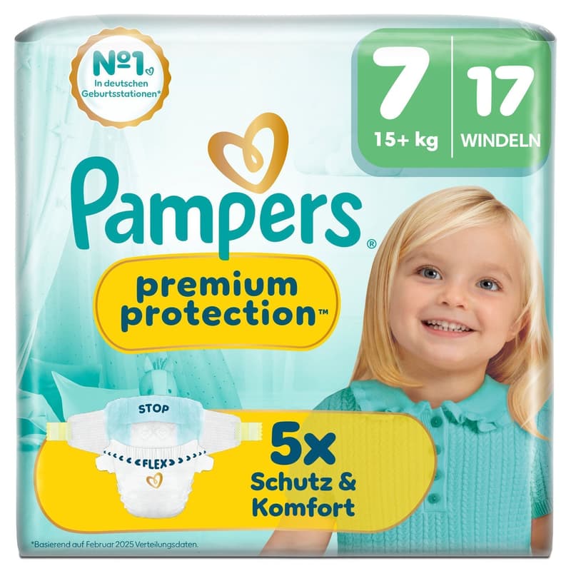 Pampers Premium Protection Windeln Gr.7 Extra Large, Single Pack, 15+kg