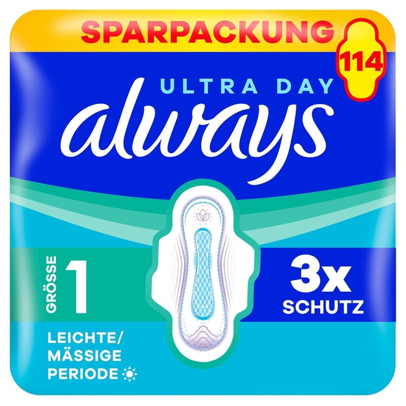 Always Ultra Damenbinden Normal mit Flügeln Monatspaket, (3 x 38)