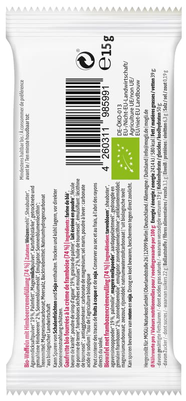 Mogli Organic Raspberry Waffles