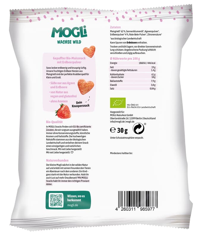 Mogli Organic Strawberry Hearts