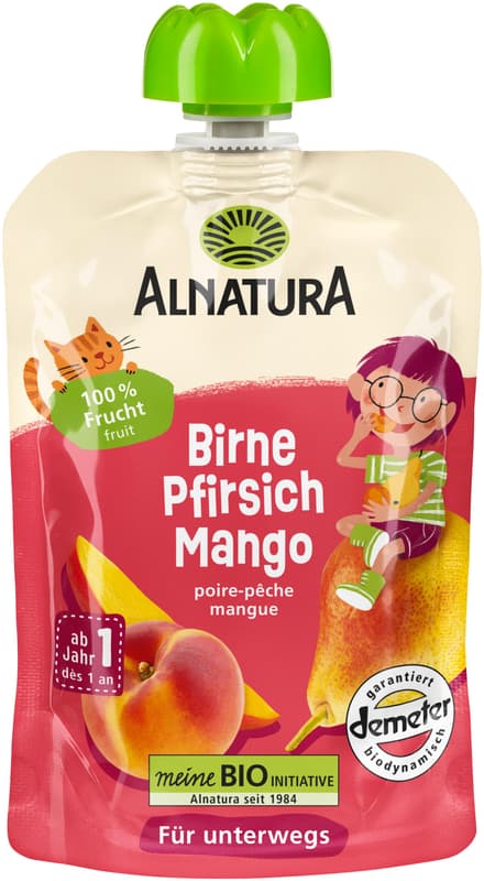 Alnatura Organic Pear-Peach-Mango Pouch