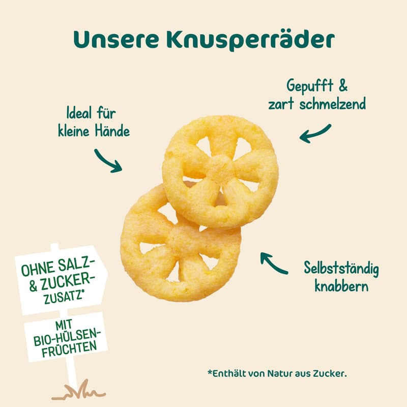 Milupa Entdeckerbande – Crispy wheels with lentils and corn