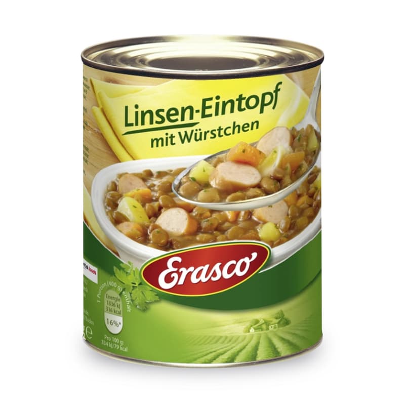 Erasco lentil stew with sausages