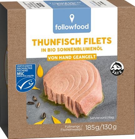 followfood MSC Fair Trade Thunfisch Filets in Bio-Sonnenblumenöl