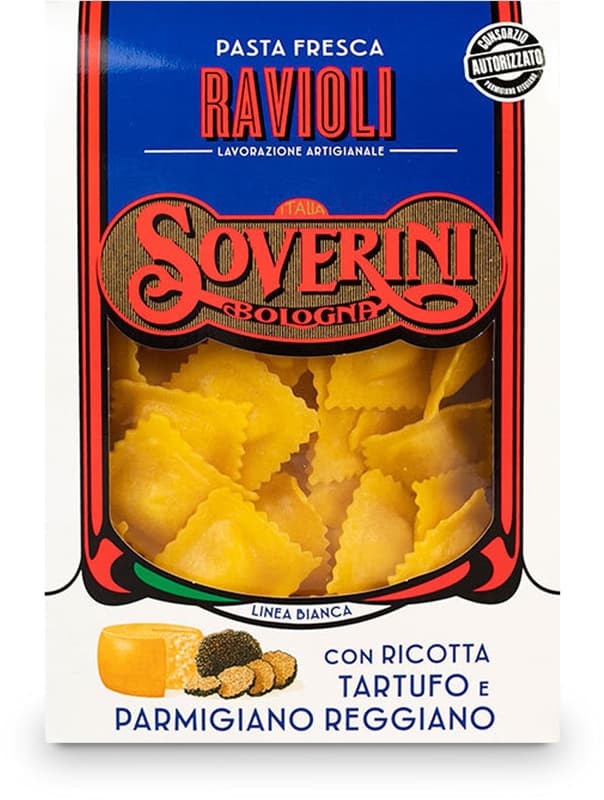 Soverini Ravioli Ricotta, mit Trüffel und Parmigiano Reggiano DOP