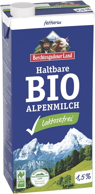 Berchtesgadener Land Haltbare BIO-Alpenmilch, laktosefrei, 1,5% Fett