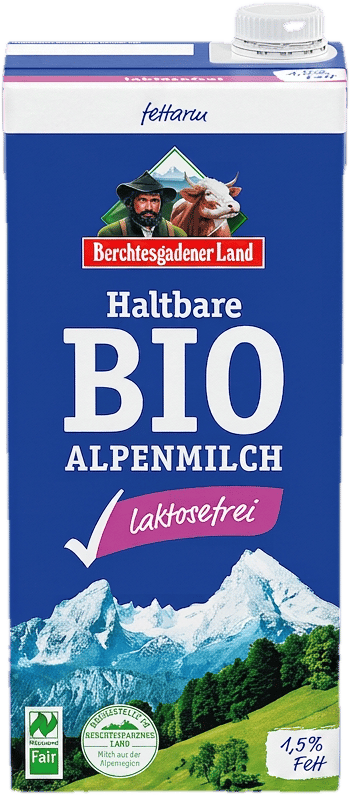 Berchtesgadener Land Haltbare BIO-Alpenmilch, laktosefrei, 1,5% Fett