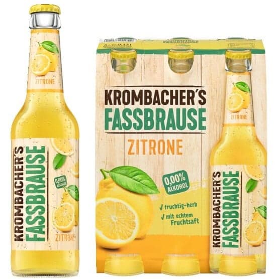 Krombacher's Fassbrause Zitrone 0,0% Alkoholfrei 6x0,33 l (MEHRWEG)