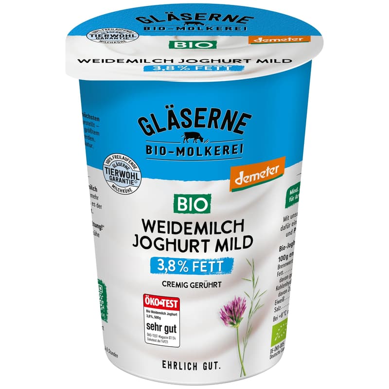 Glass Dairy Demeter Organic Pasture Milk Yoghurt 3,8%